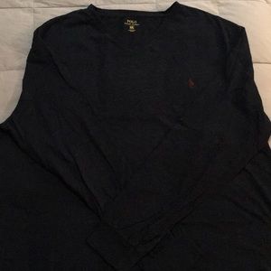 Black polo with long sleeves. Very comfortable.